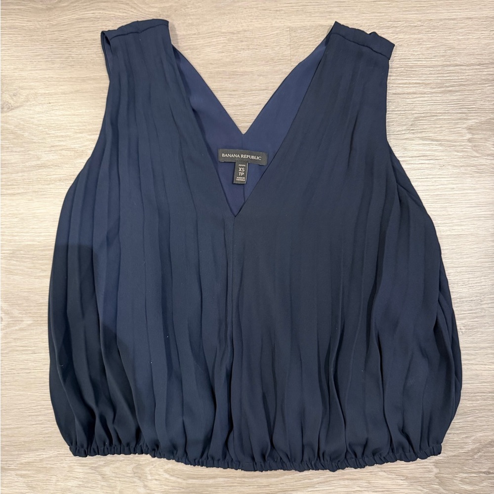 Banana Republic Women's Deep Blue V-Neck Blouse